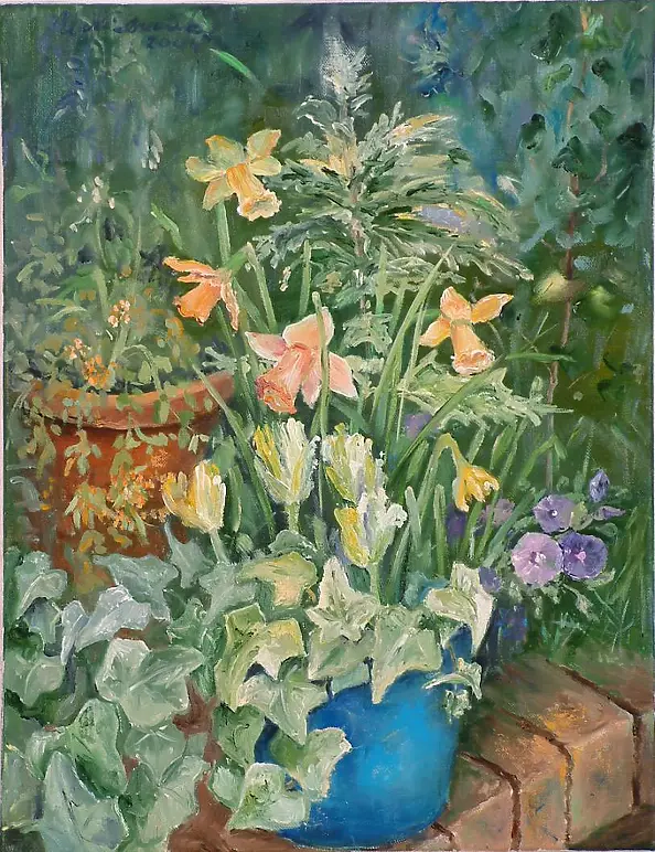 Urszula Nieborak - Daffodils and ivy