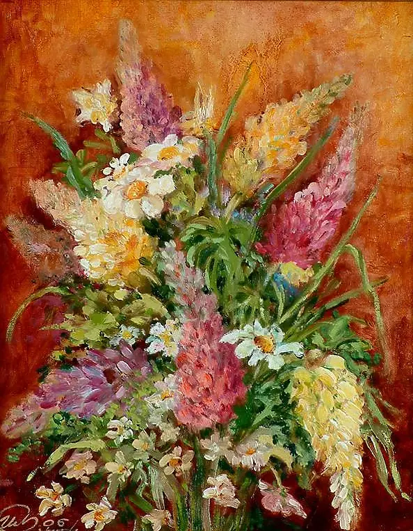 Urszula Nieborak - Lupins and daisies