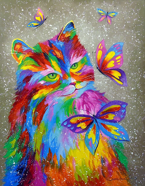 Olha Darchuk - The rainbow cat and butterflies