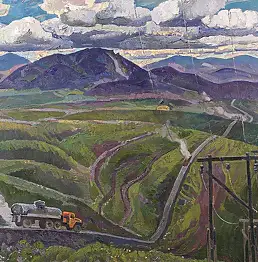 Michael Kokin, Дорога к тундре, Масляная картина - холст, 105 x 95
