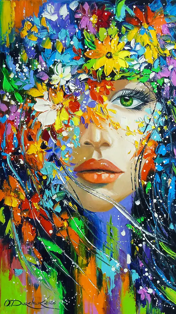 Olha Darchuk, L'âme qui s'épanouit, Peinture à l'huile - toile, 40 x 70