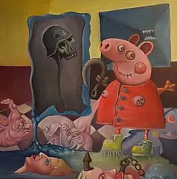 Paweł Krzysztof Batura, Дух оппортунизма, Акрилова картина, Масляная картина - холст, 80 x 100