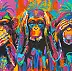 Emma Chodorowska, ,,Three Monkeys", Obraz akrylowy - płótno, 120 x 85