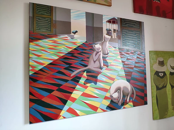 federico cortese - Three cats and three pigeons