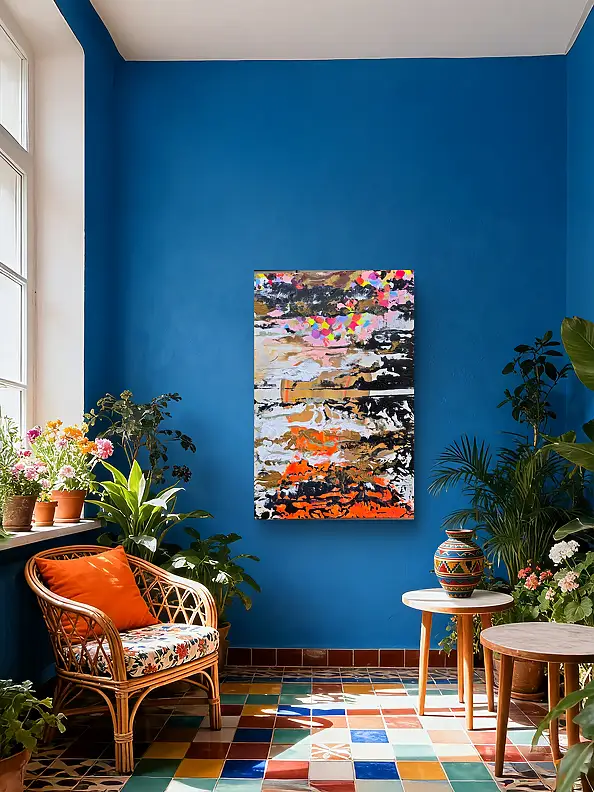 Ewa Mościszko, Through the Curtain, Obraz akrylowy - płótno, 50 x 70