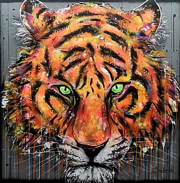 Paweł Świderski, Tiger, Inne, Obraz akrylowy - płótno, 120 x 120