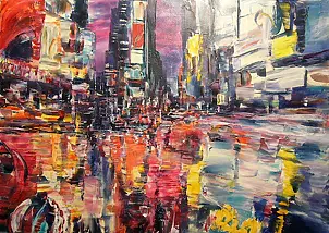 Kazimierz Komarnicki - Time Square in the rain