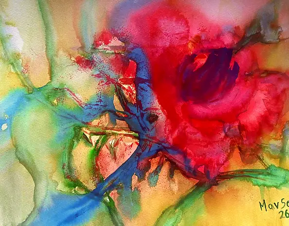 Marzena Salwowska, Ciò che chiamiamo rosa/L'erba e il fiore, Acquerelli, Velatura, Dipinto acrilico, Inchiostro - carta, 38 x 30