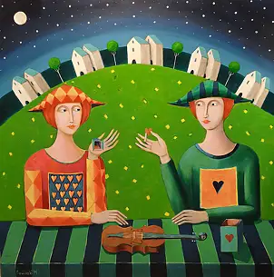 Mirosław Nowiński, The key of love, Acrylic painting - canvas, 100 x 100