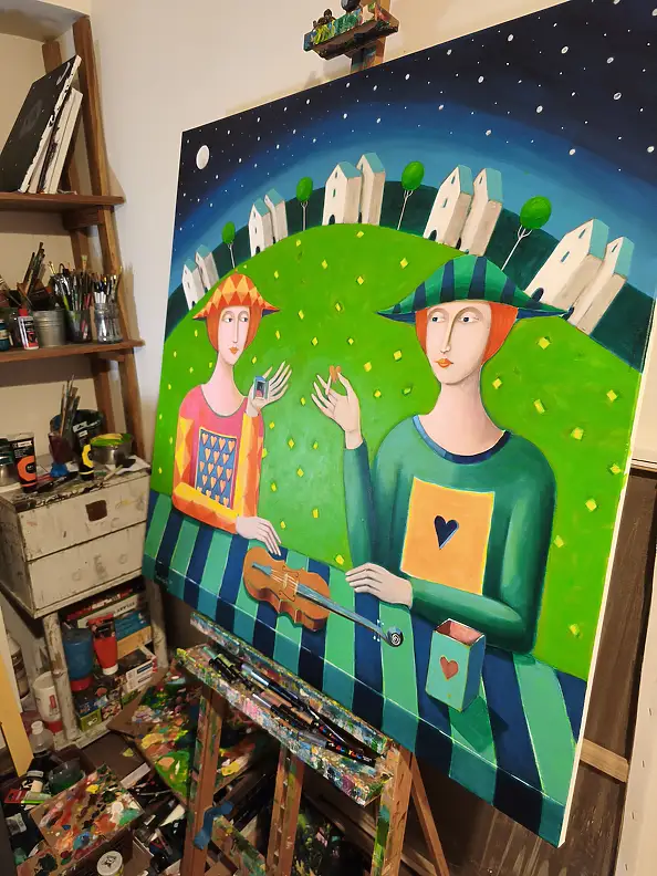 Mirosław Nowiński, The key of love, Acrylic painting - canvas, 100 x 100