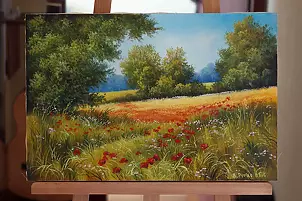   - The track among the poppies.