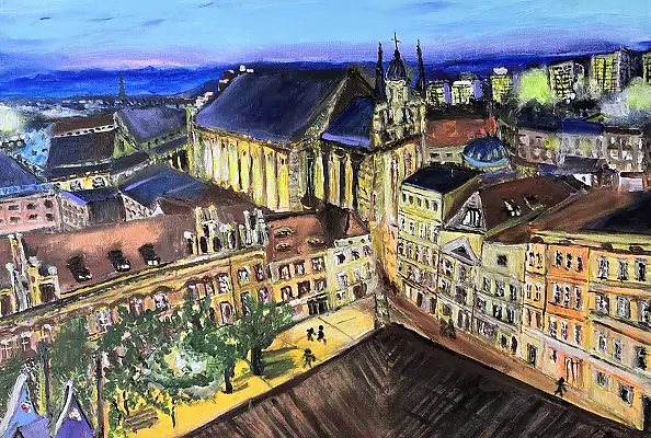 Krystyna Mościszko, Torun, acrylic on canvas 70x50x1 cm, Acrylic painting - canvas, 70 x 50