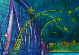 Marzena Salwowska - Панорама Торуни с мостом и звездами