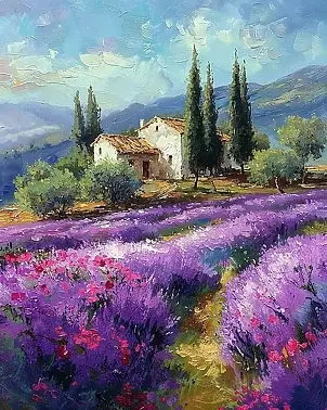   - Tuscany, house and lavender field