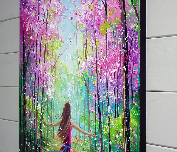 Olha Darchuk, Towards a blooming world with, Obraz olejny - płótno, 50 x 70