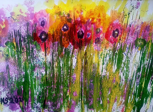 Marzena Salwowska - Grass and flower/monotype/1