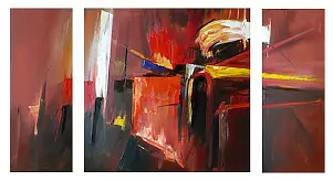 Dorota Łaz - Triptych - Red Abstract