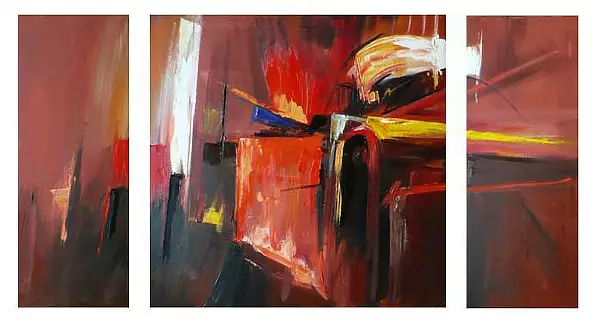 Dorota Łaz - Triptych - Red Abstract