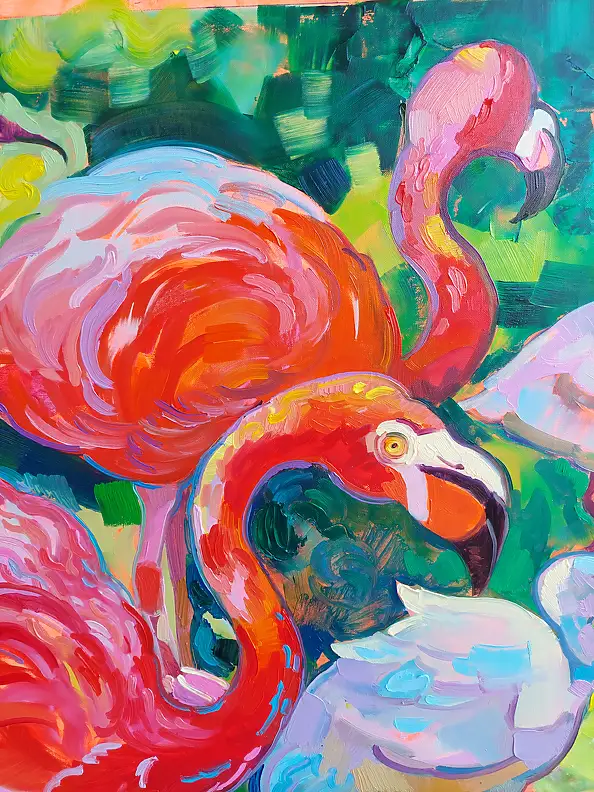 Anastasiia Kurkova, Tropikalny Spektakl, Obraz olejny - płótno, 85 x 70