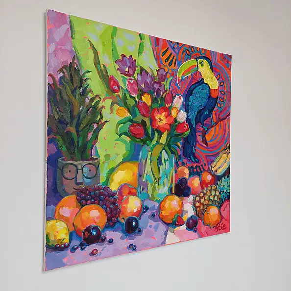 Anastasiia Kurkova, Tropikalny Śpiew, Obraz olejny - płótno, 90 x 90