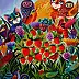 Wiesława Burnat, Truskawkowa fiesta, Obraz akrylowy - płótno, 50 x 60