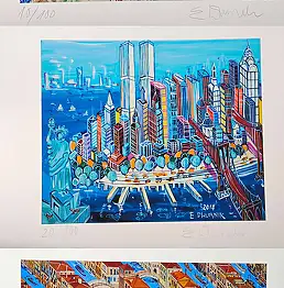 Edward Dwurnik, Tryptyk: Hanover, N.Y., Wenecja - INKOGRAFIE, Inkografia - papier, 40 x 90