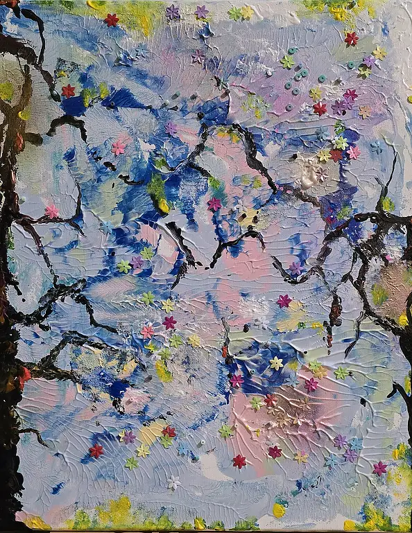 Ewa Mościszko, Beech triptych on canvas, Acrylic painting - canvas, 40 x 50