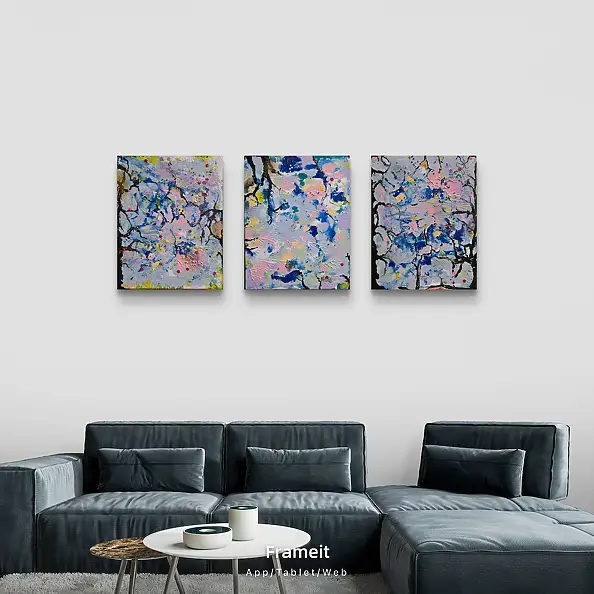 Ewa Mościszko, Buchen-Triptychon auf Leinwand, Acrylgemälde - Leinwand, 40 x 50