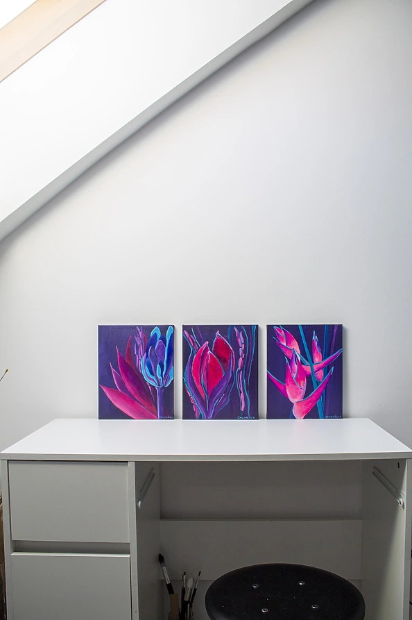 Oksana Chumakova - Painting triptych "Flowers"