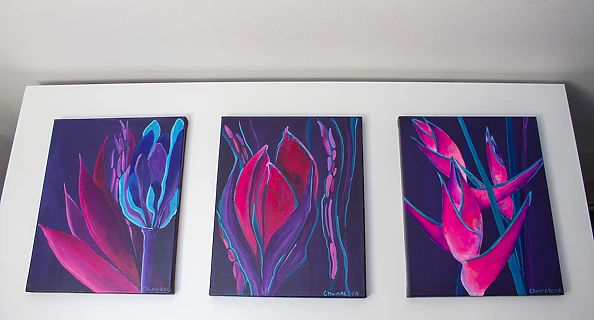 Oksana Chumakova - Painting triptych "Flowers"