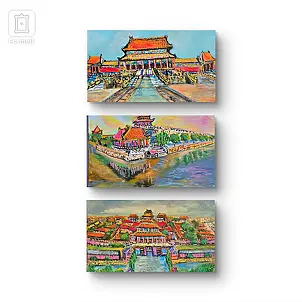 Krystyna Mościszko - Triptych on canvas, 30x40x1 cm, Beijing
