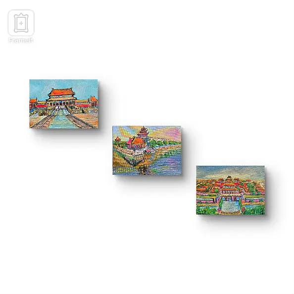 Krystyna Mościszko - Triptych on canvas, 30x40x1 cm, Beijing