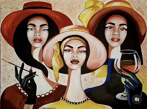 Iwona Ostaszewska, Tre donne, Dipinto acrilico - tela, 60 x 80