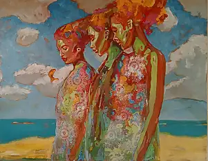 Dariusz Żejmo, Trzy siostry, Obraz olejny - płótno, 90 x 70