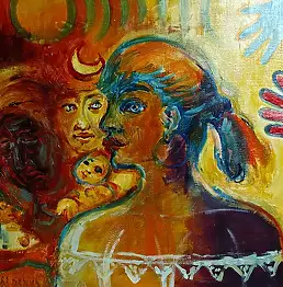 Jolanta Danys, Drei Gesichter einer Frau, Ölbild - Leinwand, 92 x 65