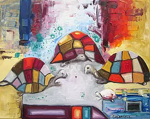 Ewa Boińska - Three turtles and one tiny - fortunately.