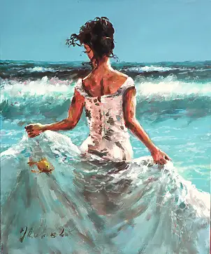 Jerzy Cichecki, Три желания, Акрилова картина - холст, 46 x 55
