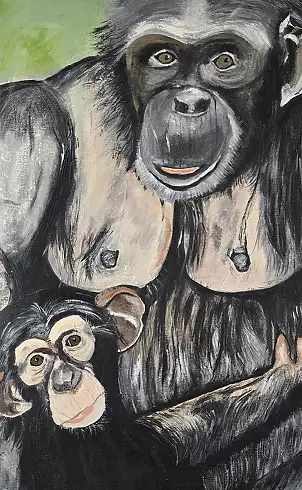 Ewa Mościszko, I'm sticking with my mom, Acrylic painting - canvas, 40 x 60