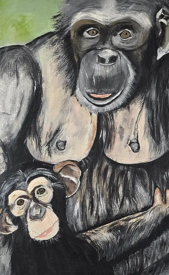 Ewa Mościszko, I'm sticking with my mom, Acrylic painting - canvas, 40 x 60
