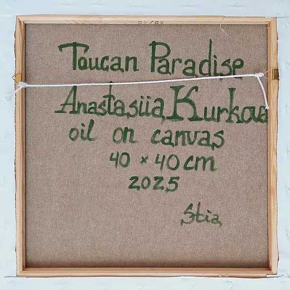 Anastasiia Kurkova, Tukanowy Raj, Obraz olejny - płótno, 40 x 40