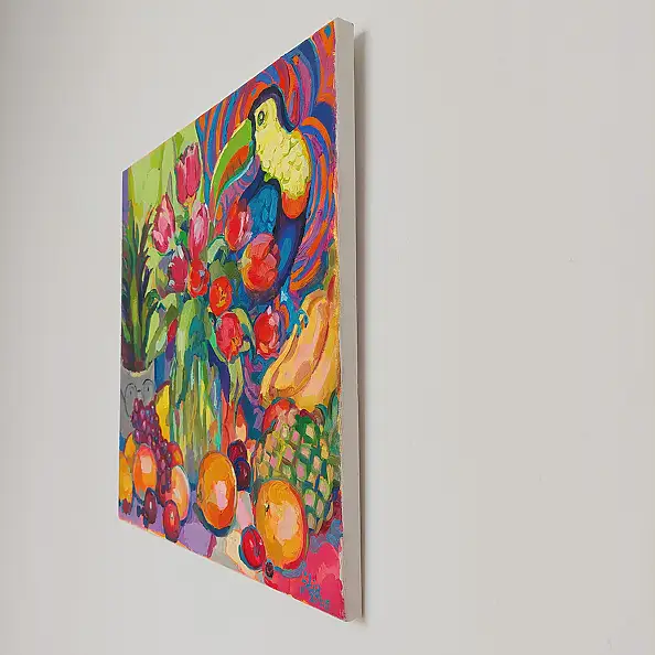 Anastasiia Kurkova, Tukanowy Raj, Obraz olejny - płótno, 40 x 40