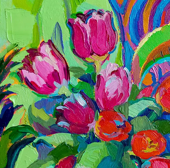 Anastasiia Kurkova, Tukanowy Raj, Obraz olejny - płótno, 40 x 40