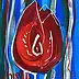 Edward Dwurnik, Red Tulip, Acrylic painting, Oil painting - canvas, 13 x 18