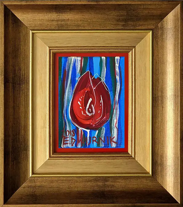 Edward Dwurnik, Red Tulip, Acrylic painting, Oil painting - canvas, 13 x 18