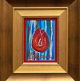 Edward Dwurnik, Tulipan Czerwony, Obraz akrylowy, Obraz olejny - płótno, 13 x 18