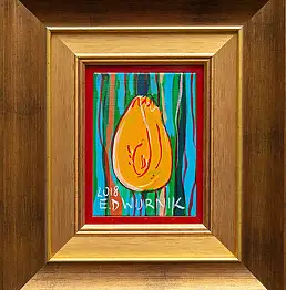 Edward Dwurnik, Tulipan pomarańczowy, Obraz akrylowy, Obraz olejny - płótno, 13 x 18