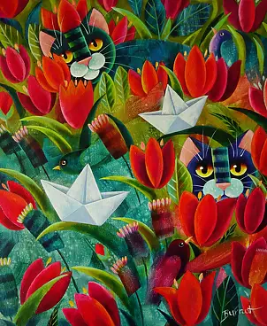 Wiesława Burnat - Tulip garden waves