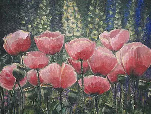 Joanna Brzostowska - Tulips and delphiniums