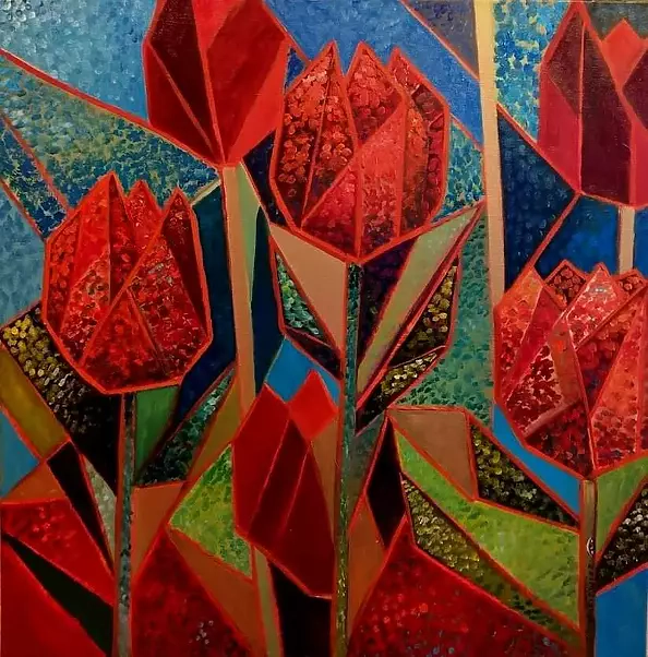 Krystyna Ruminkiewicz - Tulips and scraps of sky