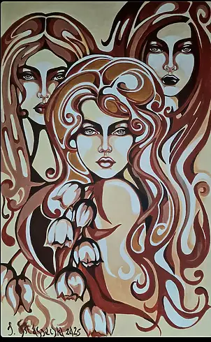 Iwona Ostaszewska, Tulipani, Dipinto acrilico - tela, 50 x 70
